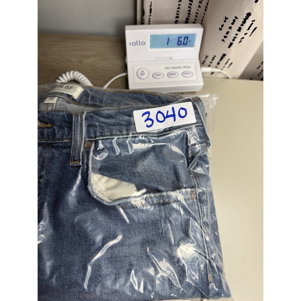 AGOLDE Kye Straight Jeans Womens 28 Blue Vintage Wash Cropped High Rise Boho - Picture 14 of 14